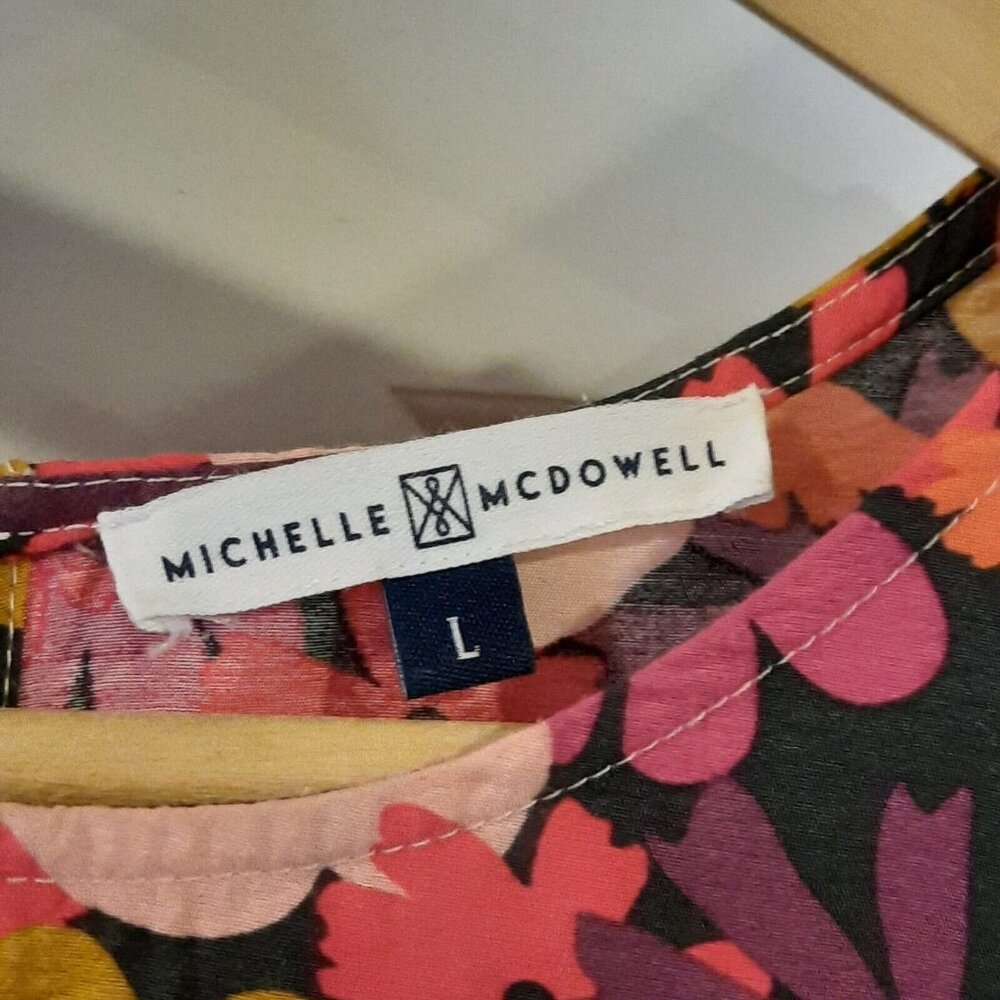 Michelle McDowell Dress Womens Large Floral Rayon Puff Sleeve Boho Lagenlook - Picture 3 of 12
